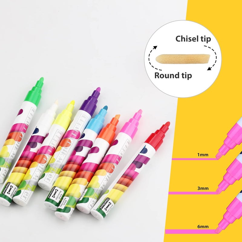 SMOOTHERPRO Liquid Chalk Marker Set 8 Colors 6mm Hightlight Blackboard Colorful Markers for Store Promotion, Menu Board, Art Decoration, Advertisement, Chalkboard (Multicolor) - Image 5